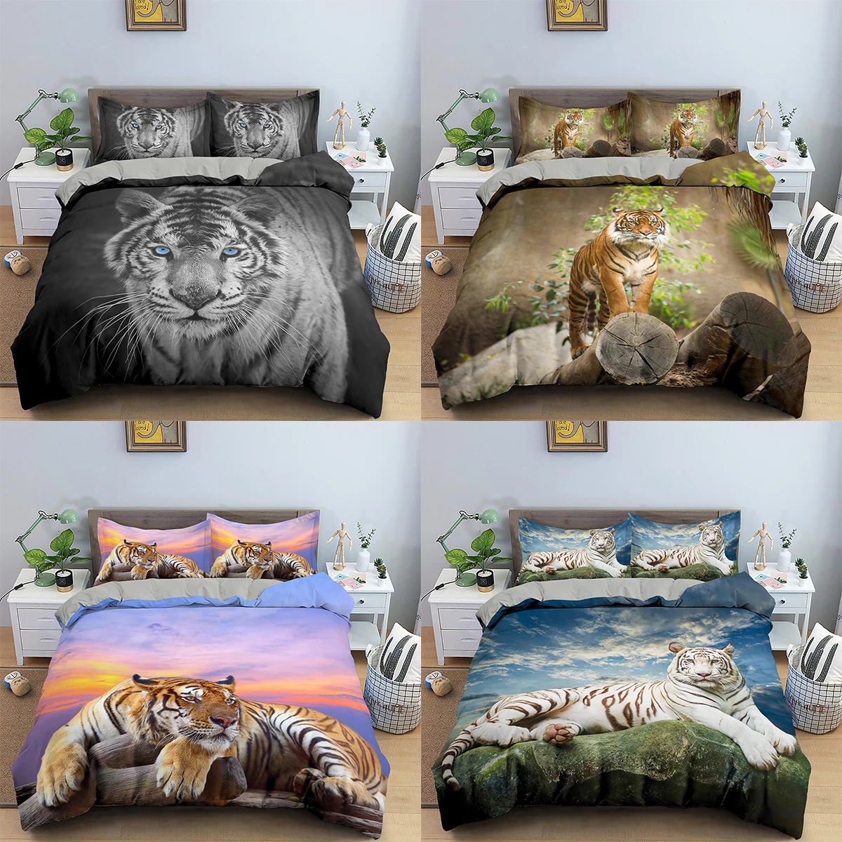 

3D Tiger Bedding Set Home Textiles Animals Tiger Duvet Cover Comforter Cover Microfiber Bedclothes Bedroom Decor Bedspread