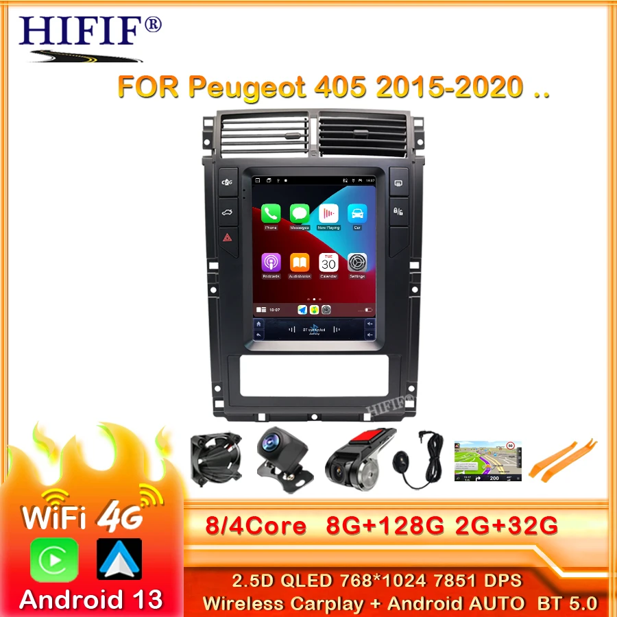 

10.4'' 8cores 8G 128G android 13 car radio player For Peugeot 405 2015-2020 Built -in carplay+auto WiFi DSP 4G LTE RDS IPS