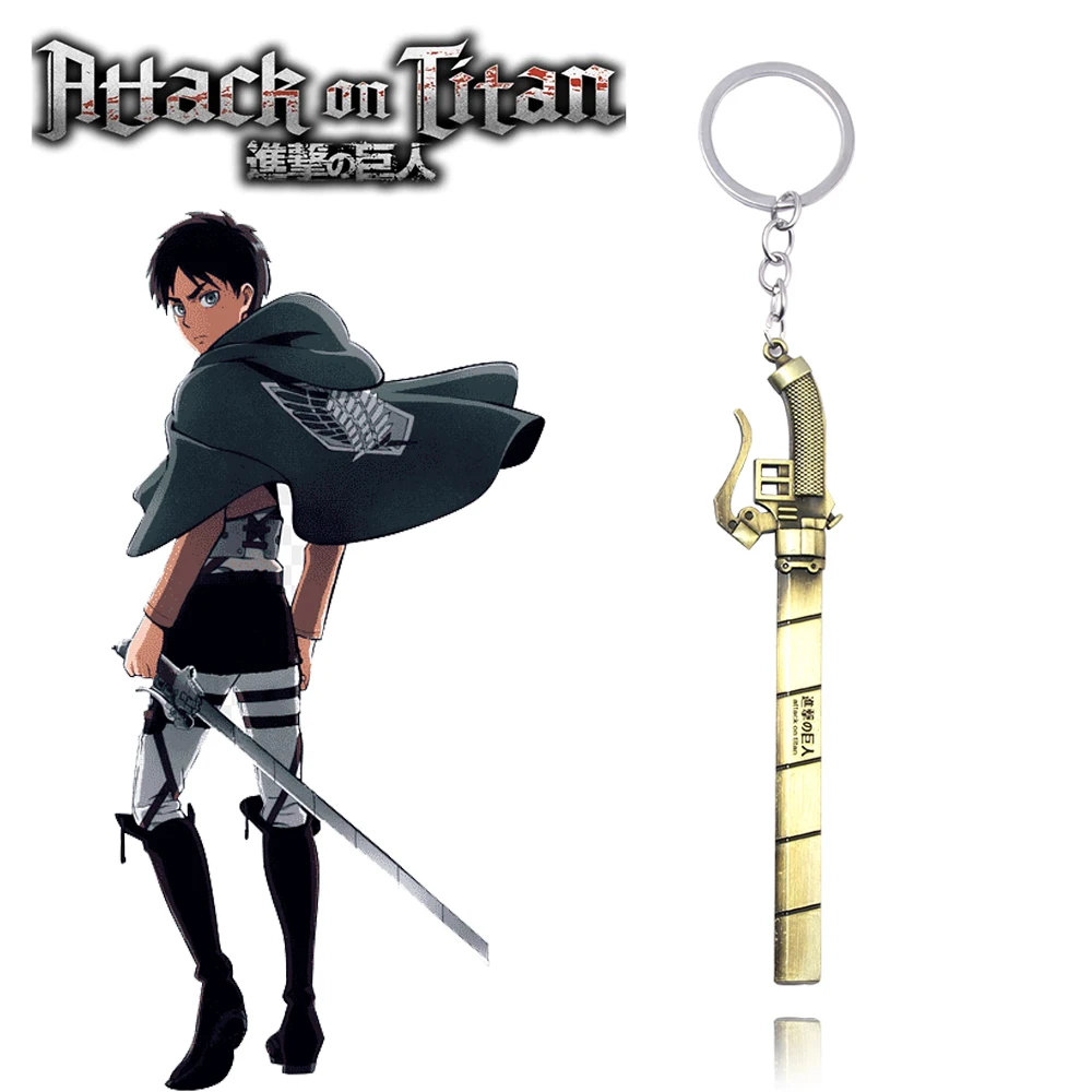 

Anime Attack on Titan Keychain Shingeki No Kyojin Wings of Liberty Sword Weapon Pendant Key Chains for Men Jewelry