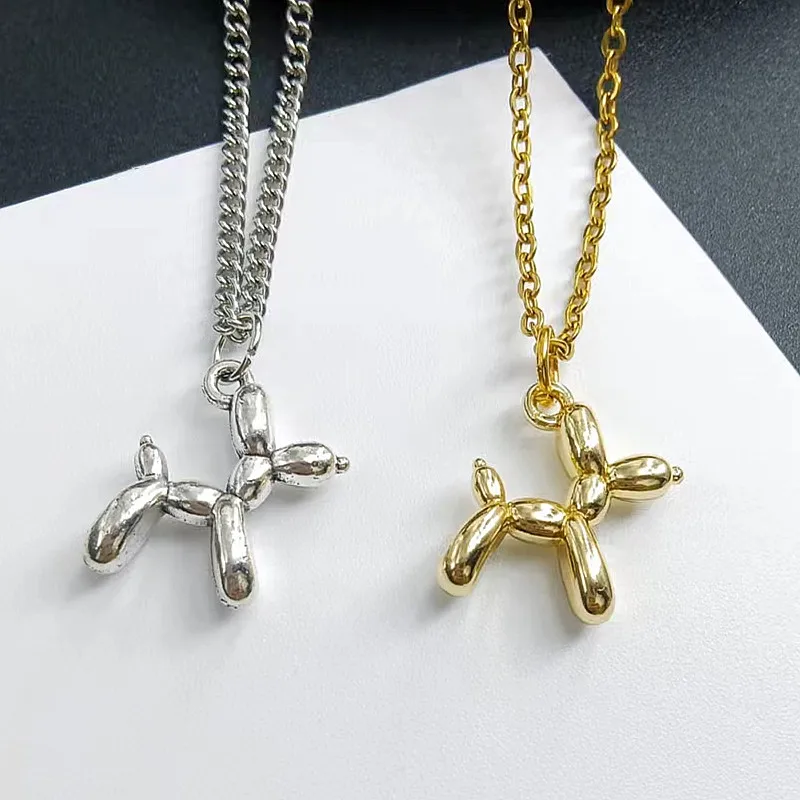 

2022 Trendy Poodle Balloon Dog Animal Charm Necklace Balloon Puppy Dog Pendant Necklace for Women Girls Teens Girlfriends