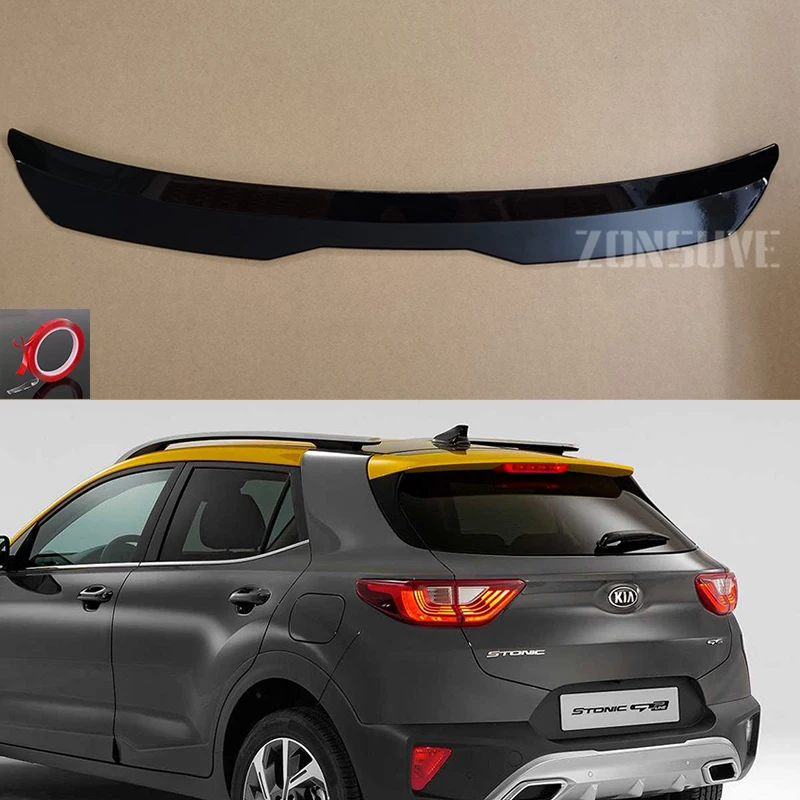 

Use For KIA Stonic 2017-2020 Year Roof Spoiler Carbon Fiber Look Accessories Body Kit Factory Style