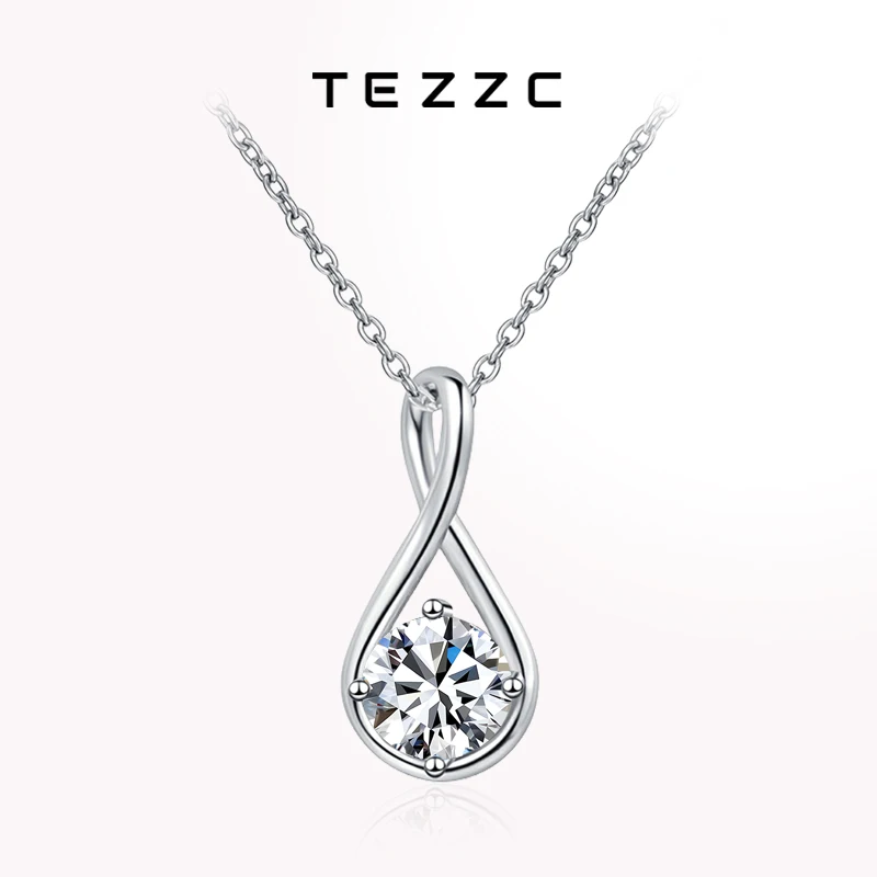 Tezzc 1ct муассанитовые ожерелья для женщин сверкающий кулон с бриллиантами в