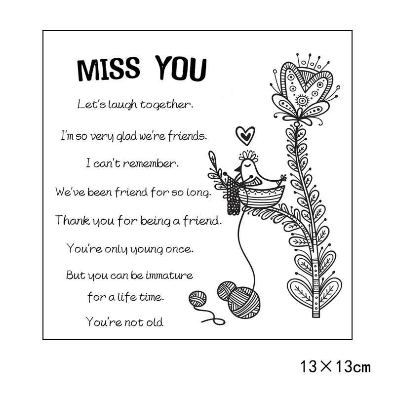 

Miss You Greetings Transparent Clear Silicone Stamp/Seal for DIY Scrapbooking/photo Album Decorative Clear Stamp Sheets