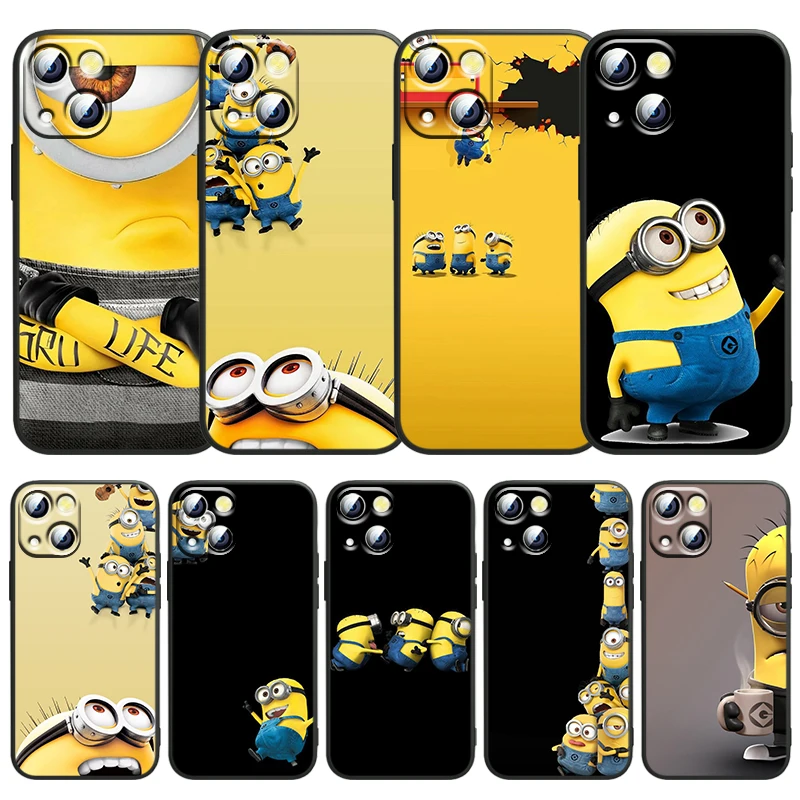 

Anime Movie Minions Cute Phone Case For Apple iPhone 14 13 12 11 SE XS XR X 7 8 mini Plus Pro MAX 2020 Black Soft FUnda TPU