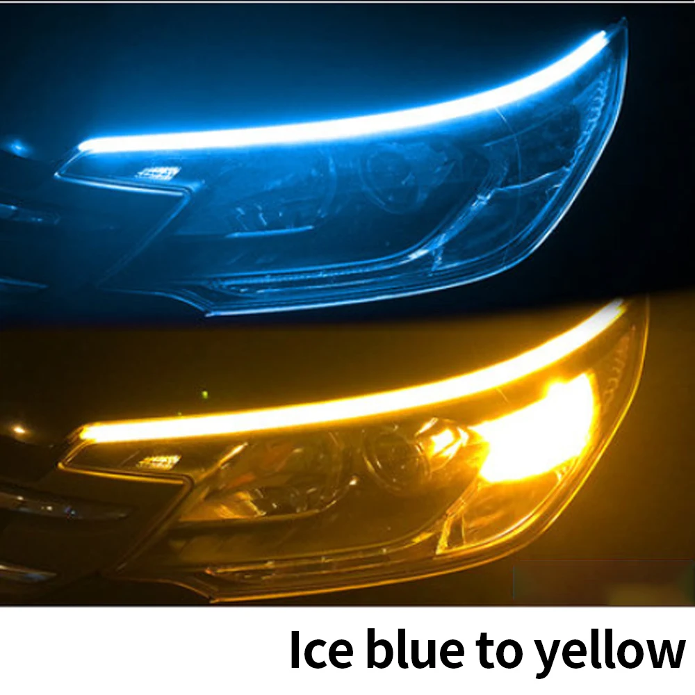 

2 шт. светодиодная лента автомобиля DRL дневные ходовые огни водостойкие желтые указатели поворота лампы 12 В аксессуары для фар автомобиля светодиодная панель