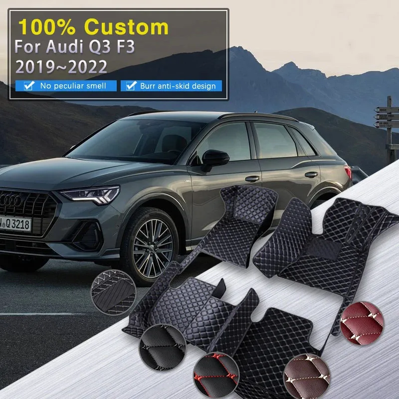

Car Mats For Audi Q3 F3 MK2 2019~2022 Durable Anti Dirt Rug Auto Floor Mat Luxury Leather Carpet Set Car Interior Accessories