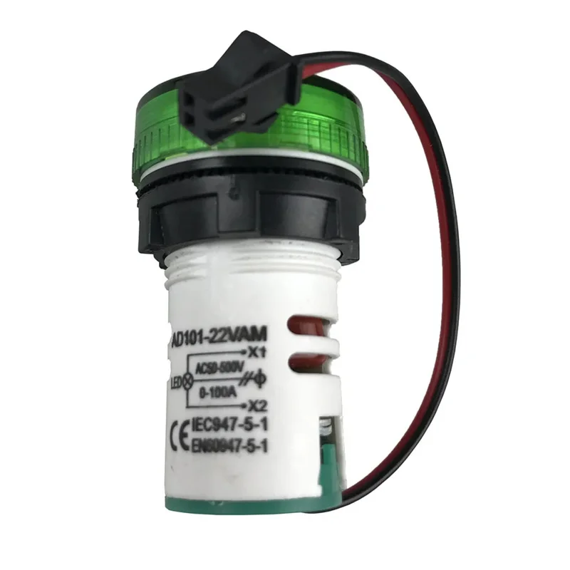 DIY AD101-22VAM mini circular design highlight digital display signal lamp type 0A-100A/50-500V AC voltage and current watch wit