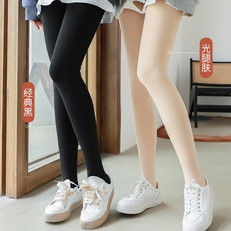 Sexy High Waist Elastic Tights Pants Thick Velvet Skin Colour Pantyhose Winter Warm Skinny Socking Leggings Women Warm