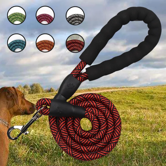

Foam Handle Pet Traction Rope Nylon Round Rope Multi-color Dog Rope Medium and Large Dog Outdoor Walking Dog Rope