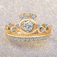 fashion new hot sale golden crown ring for women european and american style engagement party wedding jewelry accessories