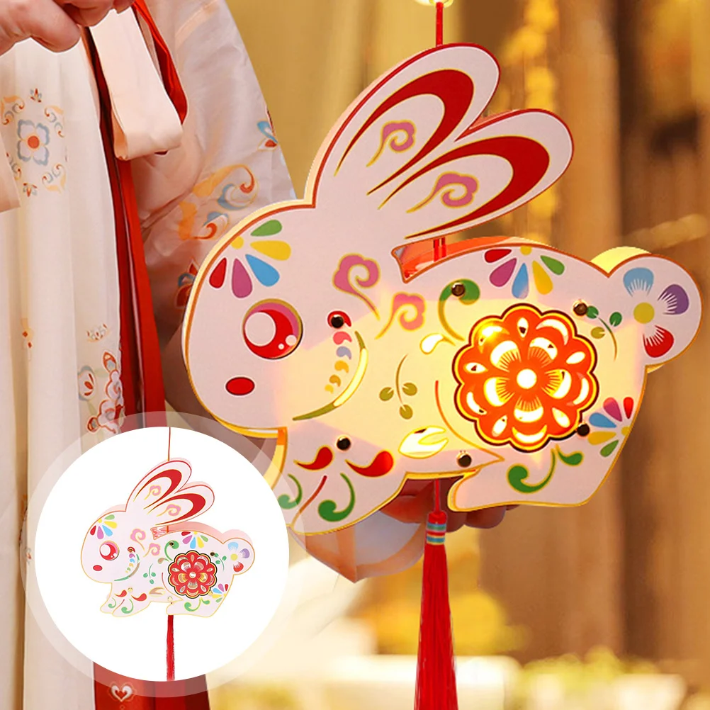 

Lantern Year Chinese New Rabbit Paper Festival Lanterns Decor Bunny Diy Spring Decoration Handheld Decorative Easter Hanging