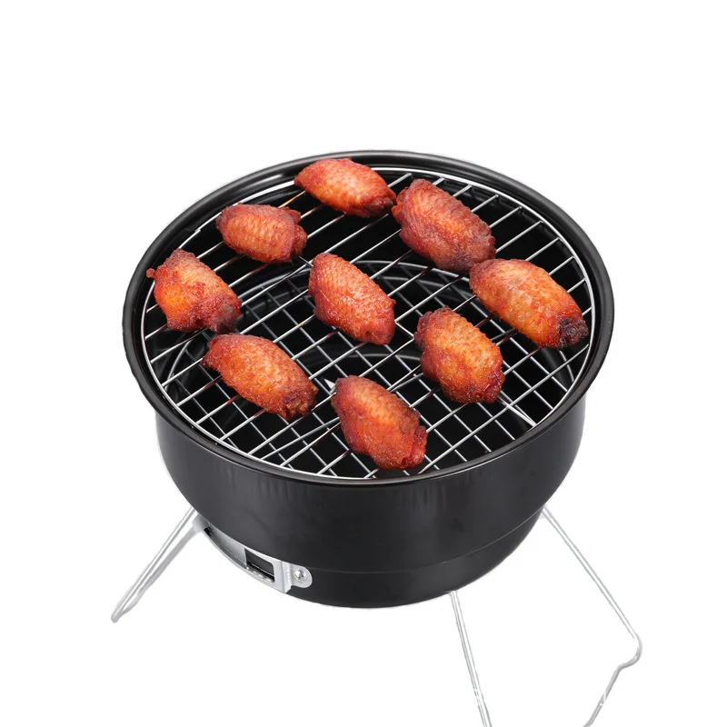 portable grill for bbq round stainless steel bbq stove mini camping wood and charcoal barbecues grill bbq grill barbecue grill free global shipping