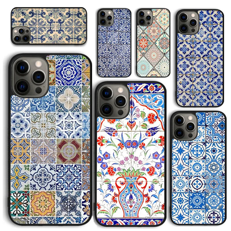 Tile Phone Case ANCIENT Floral Tiles Phone Case for iPhone 16 15 14 12 13 mini PLUS X ...