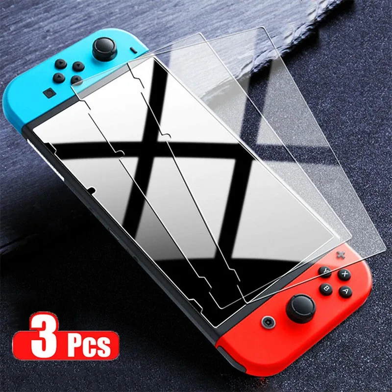 

3pc HD Tempered Glass Protective Film For Nintendo Switch Oled Game Console NS Lite Full Cover Screen Protector Case Accessories
