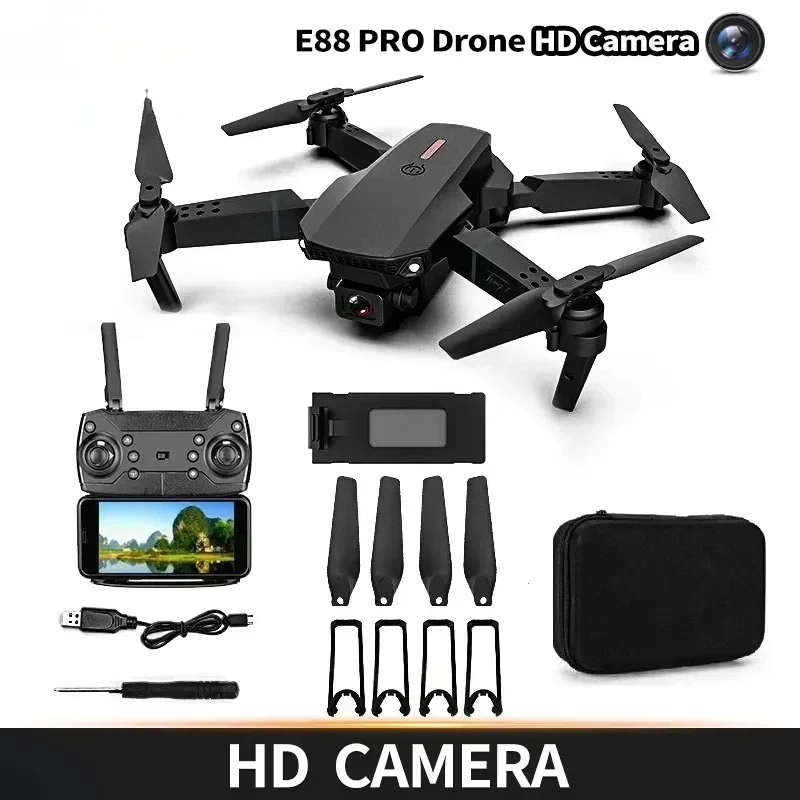 

HJ New Mini E88 Drone With Professional HD 4K Dual Camera Obstacle Avoidance Aerial Photography Brushless Folding QuadcopterToy