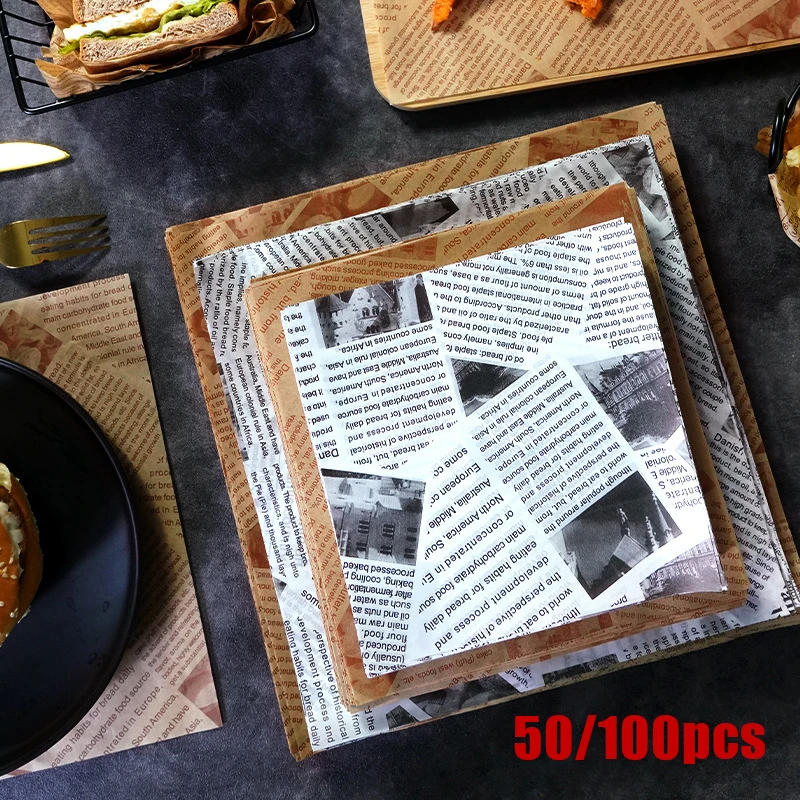 

50/100 шт., бумажные тарелки для упаковки пищевых продуктов