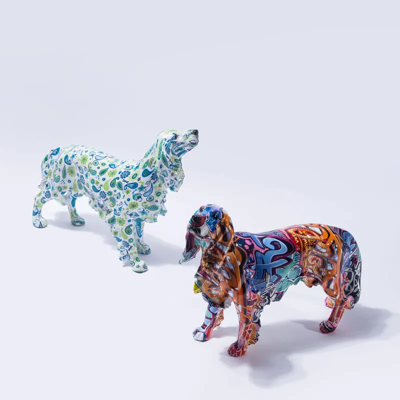 

Art Design Water Transfer Golden retriever Ornaments Home Decorating Living Room Office Resin Crafts Decore