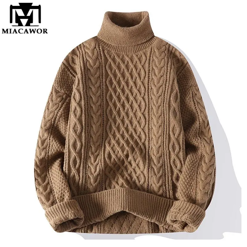 

Водолазка мужская приталенная, классический вязаный пуловер в стиле ретро, теплый повседневный джемпер, одежда в Корейском стиле, Y585, зима