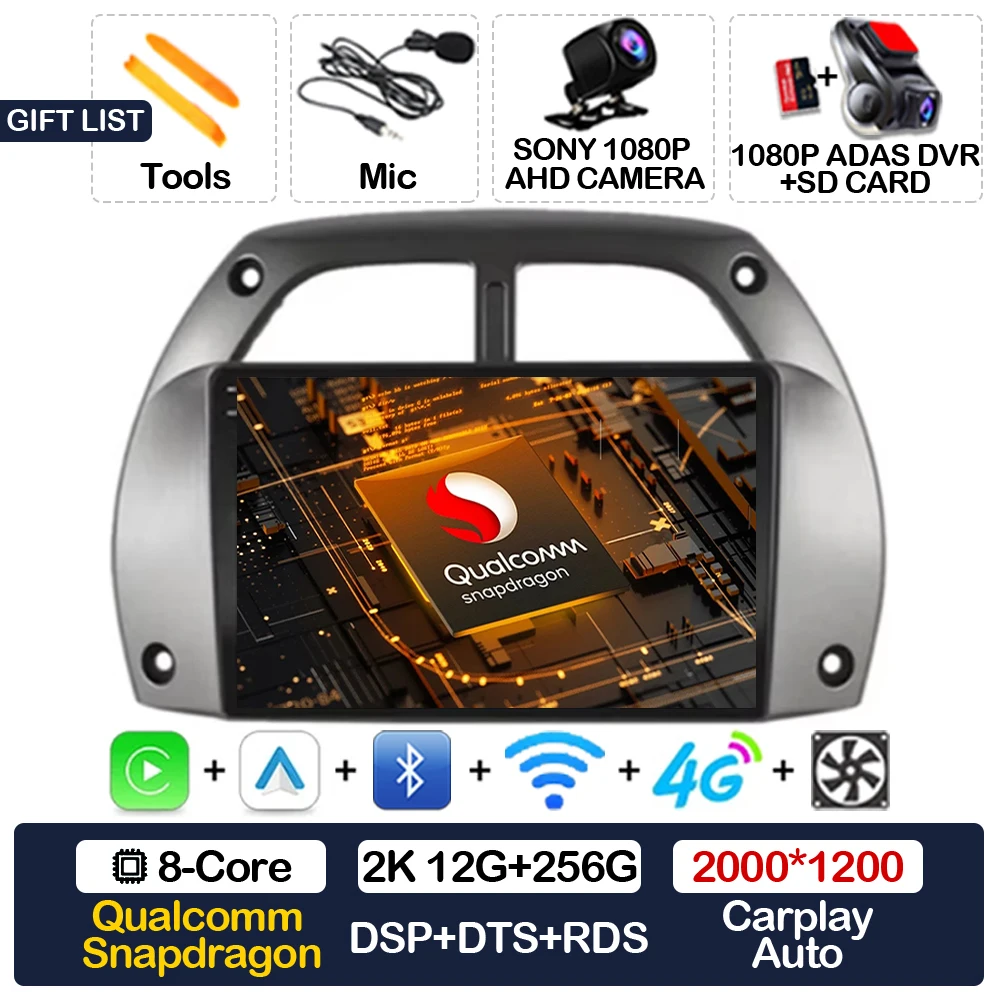 

Автомобильный радиоприемник Android 15 для Toyota RAV4 Rav 4 2001 2002 2003 2004 2005 2006 BT GPS NAVI 4G WIFI Мультимедийный стерео видеоплеер QLED