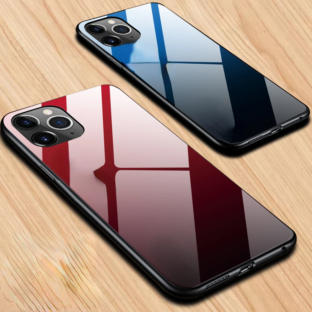 

Original For iPhone X XR XS Max 7 8 6s 7Plus 8Plus 13 Pro Max 12 Mini Cover iPhone 12 14 11 Pro Max Case Gradient Tempered Glas