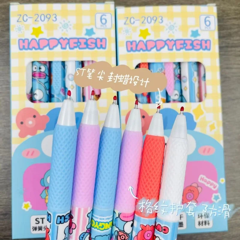 Фото 60 шт./лот Sanrio Hangyodon Press гелевая ручка милые 0,5 мм черные чернила ручки для подписи рекламный подарок офисные школьные принадлежности №4
