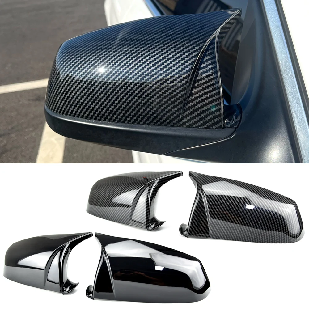 For BMW 5 6 7 Series E60 E61 E63 E64 F06 F07 F10 F11 F13 F01-F04 Carbon Fiber pattern Black Side Wing Rearview Mirror Cover Cap