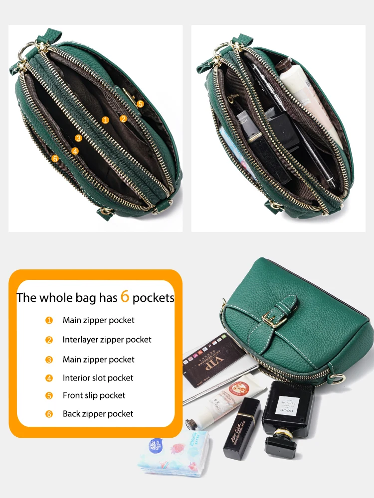 Zency Women Casual Wristlets Bags Female Purse 100% Genuine Leather High Quality Small Bag Large Capacity Crossbody Phone Bag