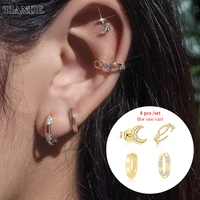 tiande silver color gold plated earrings set for women vintage smooth ear cuff stud hoop earrings 2022 fashion jewelry wholesale