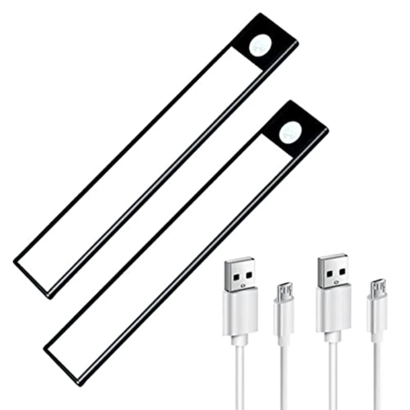 

LED Cabinet Light, 8inch /20CM PIR Motion Sensor Ultra Thin Kitchen Lamp USB Rechargeable Night Light 2pack
