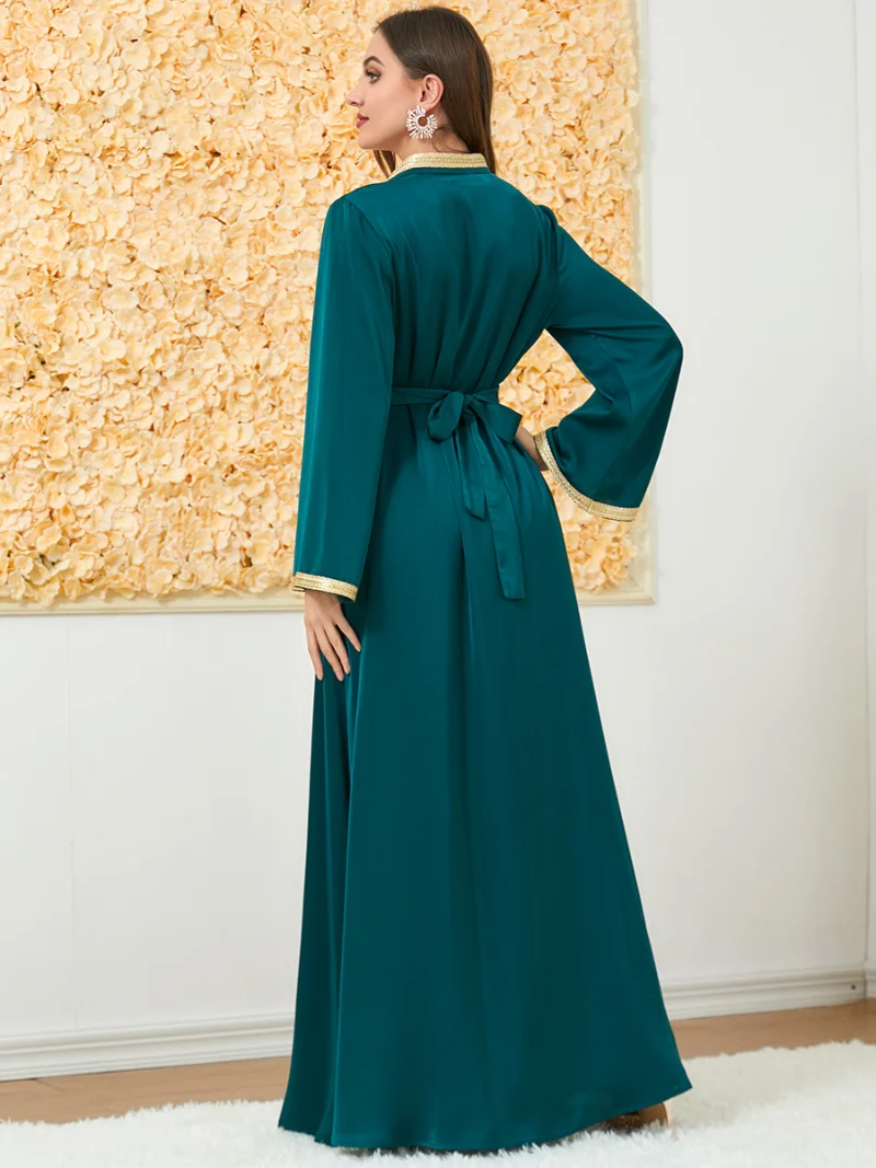 Muslim Fashion Two Piece Jilbab Robe Appliques Winter Abaya And Vest Long Dress Overgarments Islamic Women Moroccan Caftan