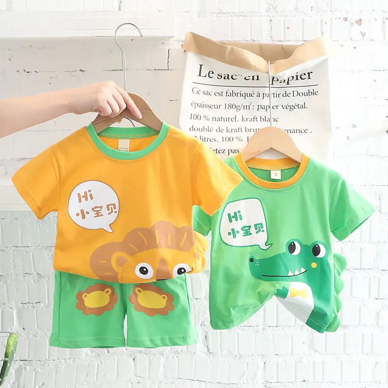 

Summer Children Fashion Clothing Kids Boys Cartoon Animal T Shirt Pants 2Pcs/Set Baby Infant Clothes Toddler Casual Tracksuit