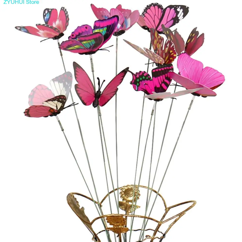 

Hot Sale 10Pcs/Set Simulation Butterfly Stick Outdoor Garden Flower Pot Decor Ornament Gardening Supplies outdoor decor