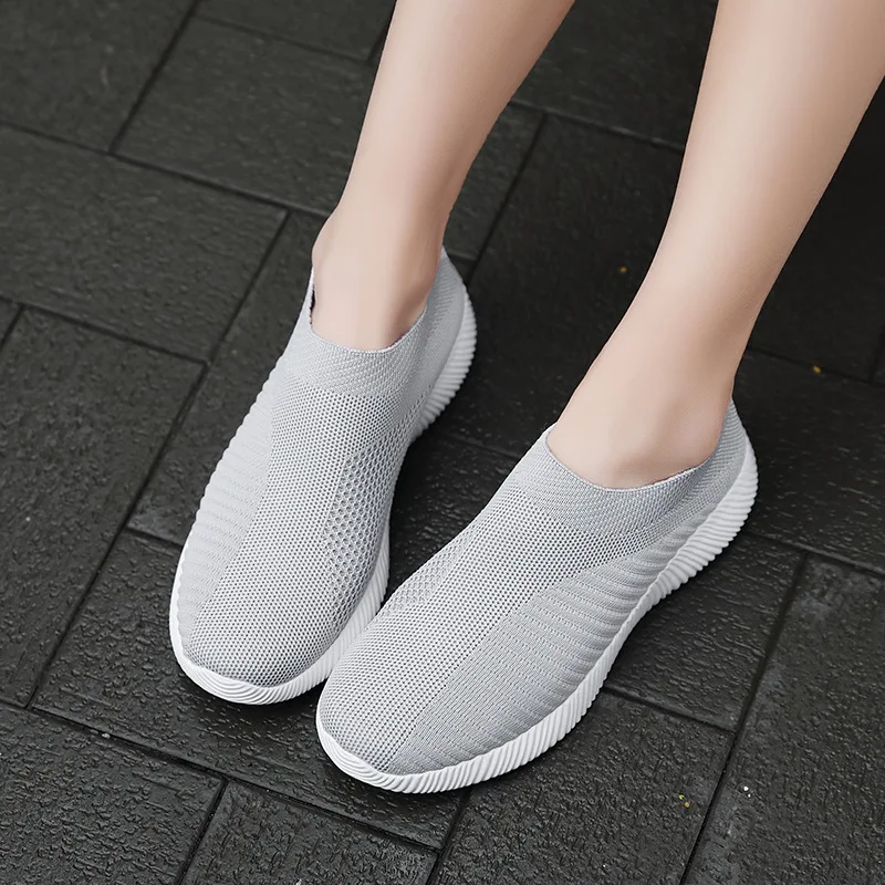 Women Vulcanized Shoes High Quality Women Sneakers Slip On Flats Shoes Women Loafers Plus Size 42 Walking Flat