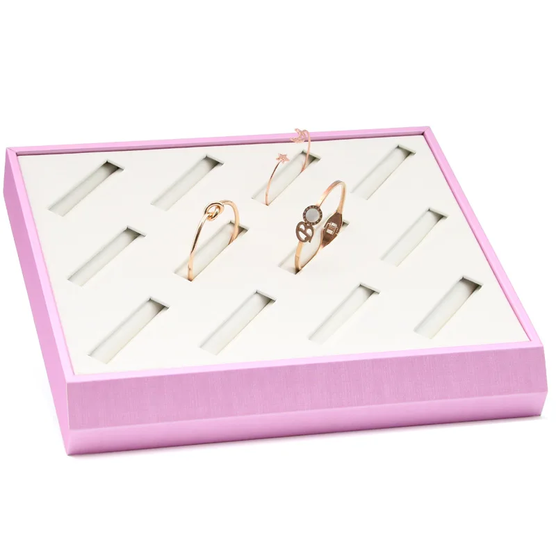 11 Stlye Luxury Pink White PU Leather Necklace Ring Earring Holder Jewelry Tray Series Jewelry Disply Jewellery Organizer Box