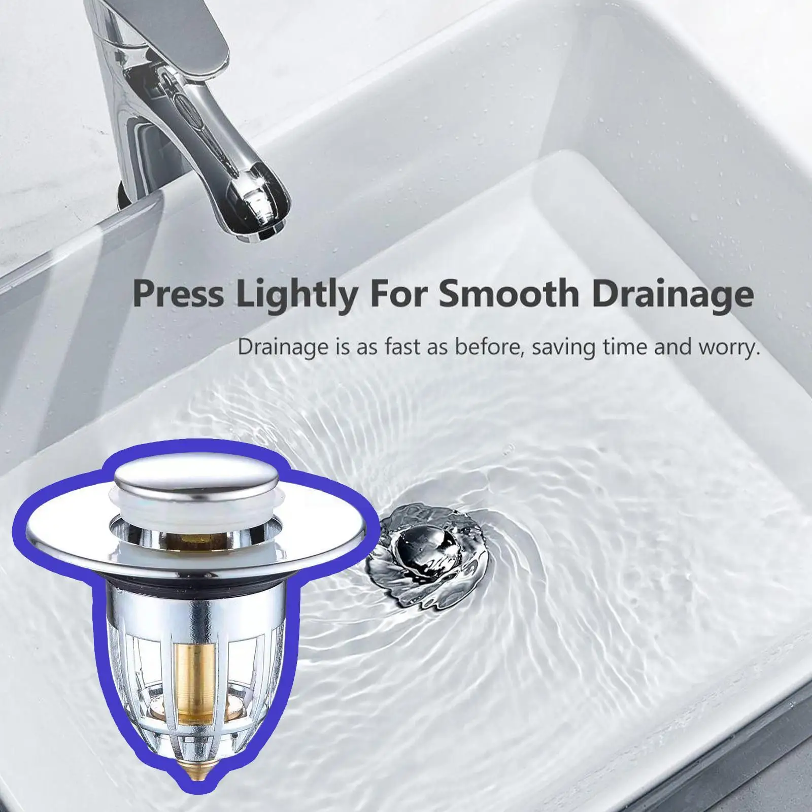 Electroplating Antirust Basin Steel Up Drain Filter Wash Waterproof Plug Bathroom Basin Sink Stopper Drain Filter Y2O7