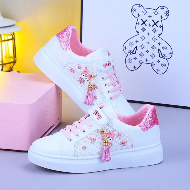 

Аниме Sanrios Kuromi сетчатые кроссовки для доски Cinnamoroll Мультяшные летние детские дышащие легкие кроссовки Повседневная обувь подарок