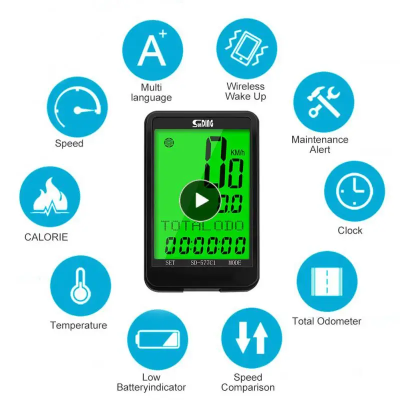 

Waterproof Bike Computer Wireless And Wired MTB Bicycle Cycling Odometer Stopwatch Speedometer Watch LED Digital Rate 8 Language