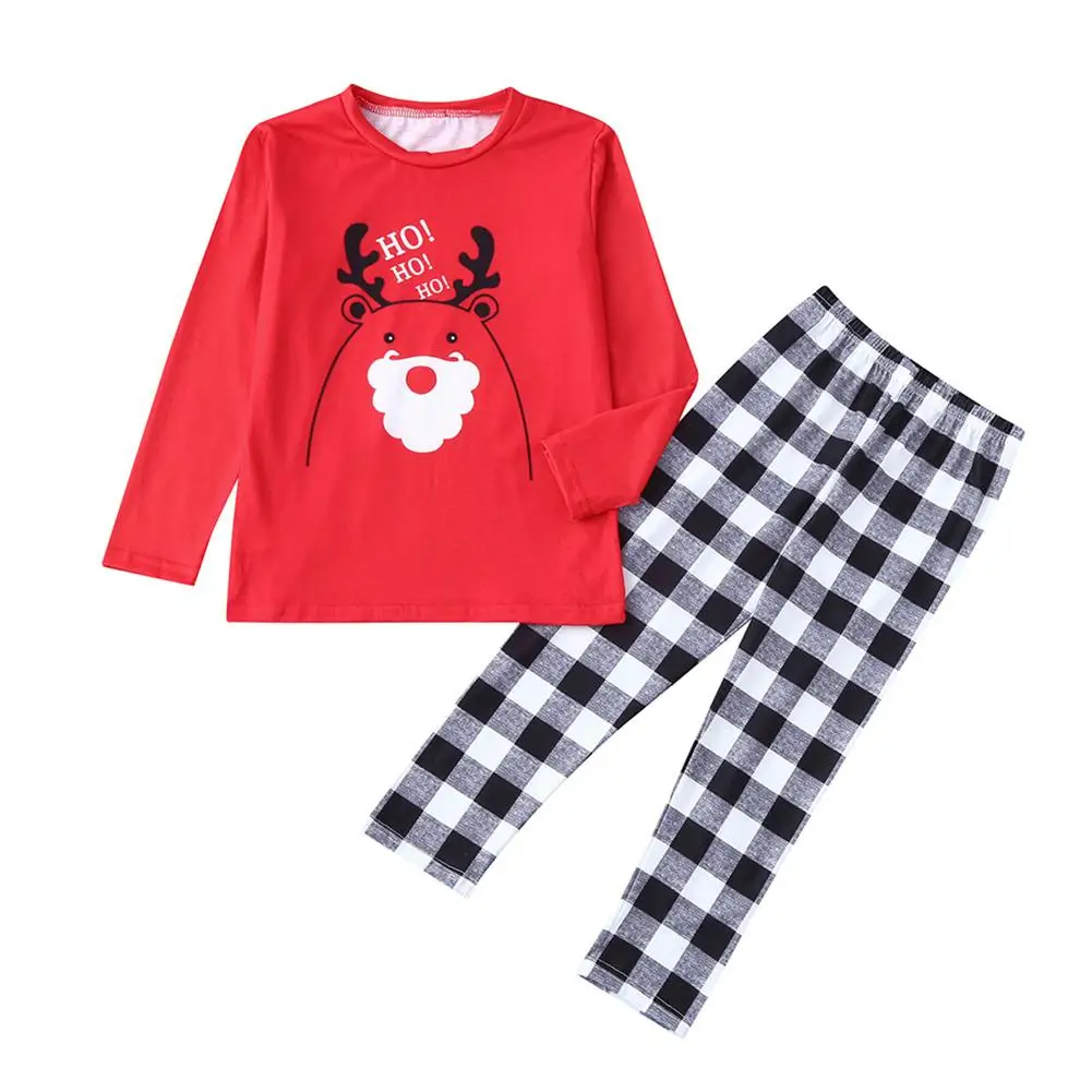 

2pcs Parent-child Pajamas Set Autumn Comfort Soft Korean Xmas Elk Fashion Trend Long Sleeve Print Plaid Sleepwear