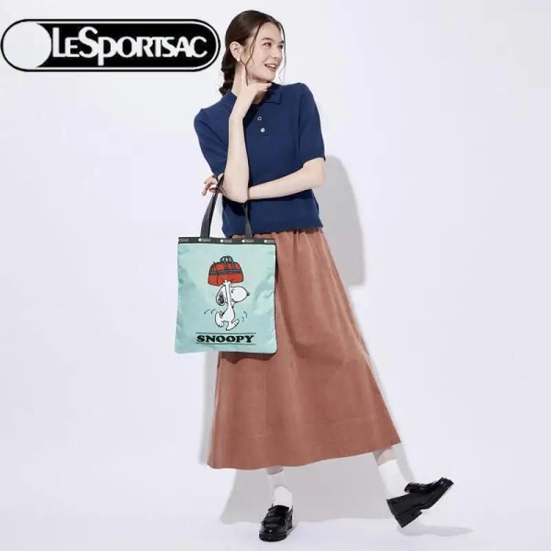 

Genuine Lesportsac Snoopy Bag Cartoon Print Tarpaulin Storage Bag Hand Change Cosmetic Bag Crossbody Bag Toys for Girl