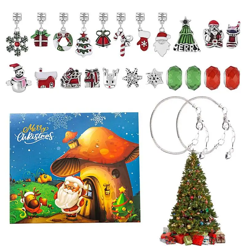 

Christmas 24 Days Countdown Birthday Gift DIY Bracelet Making Kit 24 Days Christmas Calendar Bracelets Set Fun And Creative Bead