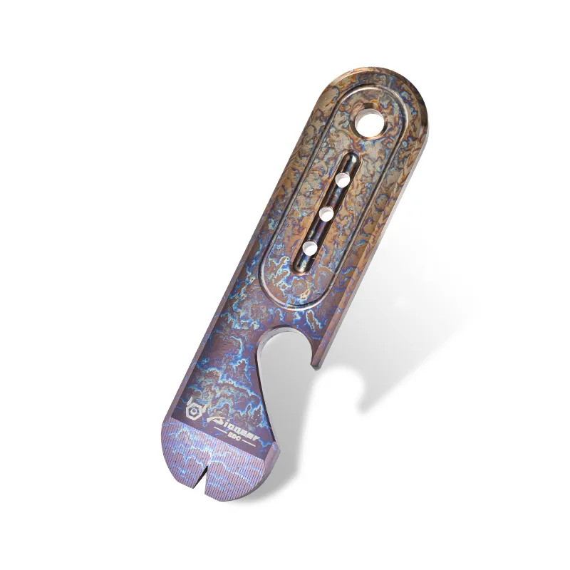 

78MM TC4 Titanium Alloy Multi-function Crowbar Color Pry Bar Bottle Opener Nail Lifter EDC Pocket Tool Window Breaker