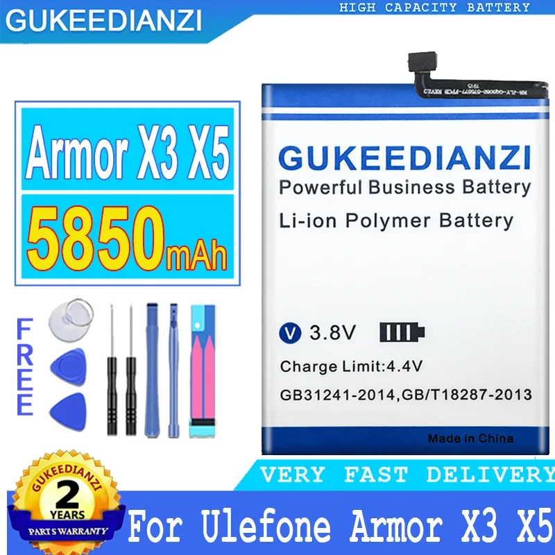 

5850mAh High Capacity Battery For Ulefone Armor X3 X5 Mobile Phone Batteries High Quality