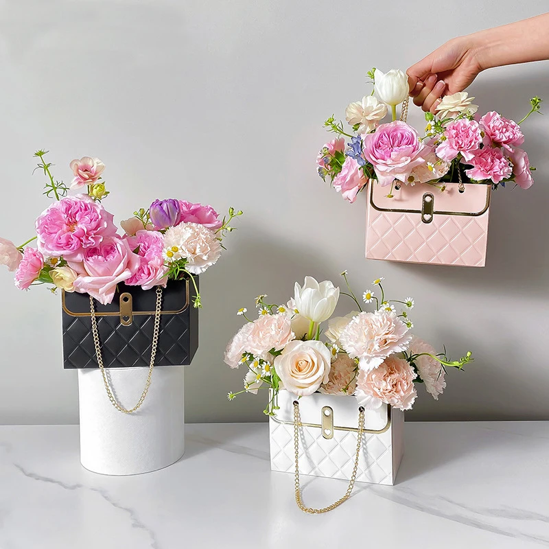 

Упаковочная коробка для цветов, подарочные коробки и пакеты, упаковочные бумажные пакеты с ручкой в виде роз для Дня Святого Валентина, портативные цветы для дня рождения и свадьбы