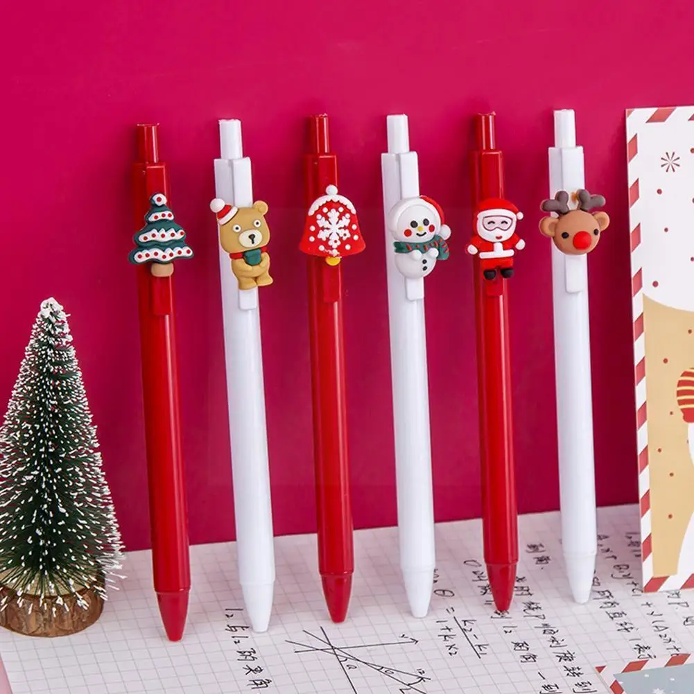 

5 шт. гелевая ручка с нажимным наконечником Рождественский Санта-Клаус колочик оленя ручки Снеговик канцелярские товары для студентов геле...