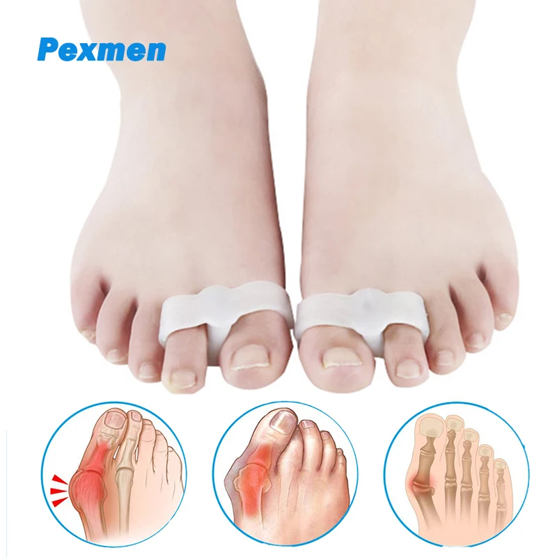 

Pexmen 2/4/10Pcs Toe Separator Protector with 2 Loops Soft Gel Bunion Corrector for Overlapping Toes Crooked and Hammer Toe