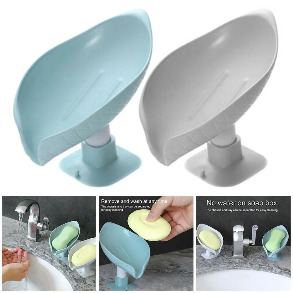 

Soap Holder Leaf Shape Bathroom Leaf Shape Drain Soap Box Dish Holder Storage Suction Soap Saver For Kitchen Bathroom Tool
