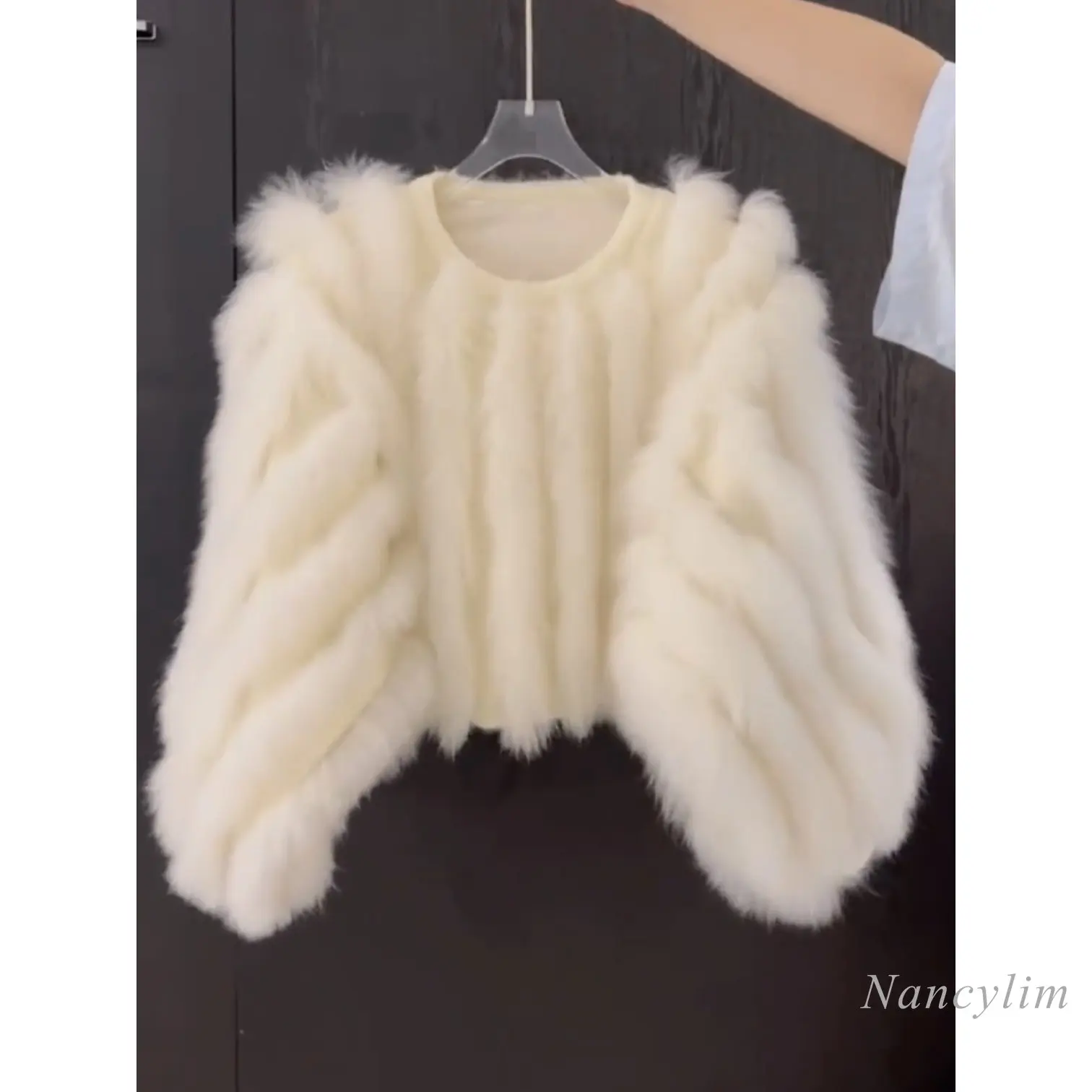 2022 Autumn and Winter Faux Fox Fur Splicing Sweater for Women New Design Korean Style Pullover Short Fur Pull Femme Solid Color