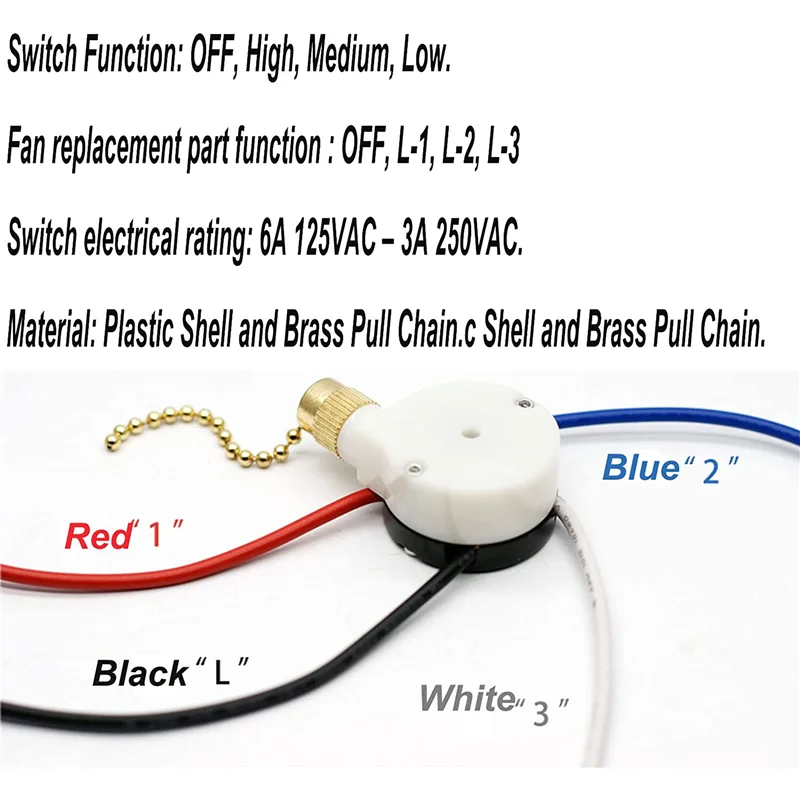 1 шт. переключатель освещения потолочного вентилятора ZingEar ZE-208S E89885 3 скорости 4