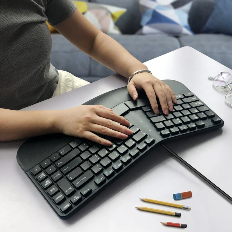 

Игровая клавиатура для домашнего набора текста с поддержкой запястья, USB Проводная эргономичная разделенная внешняя клавиатура для настольного ноутбука 3XUE