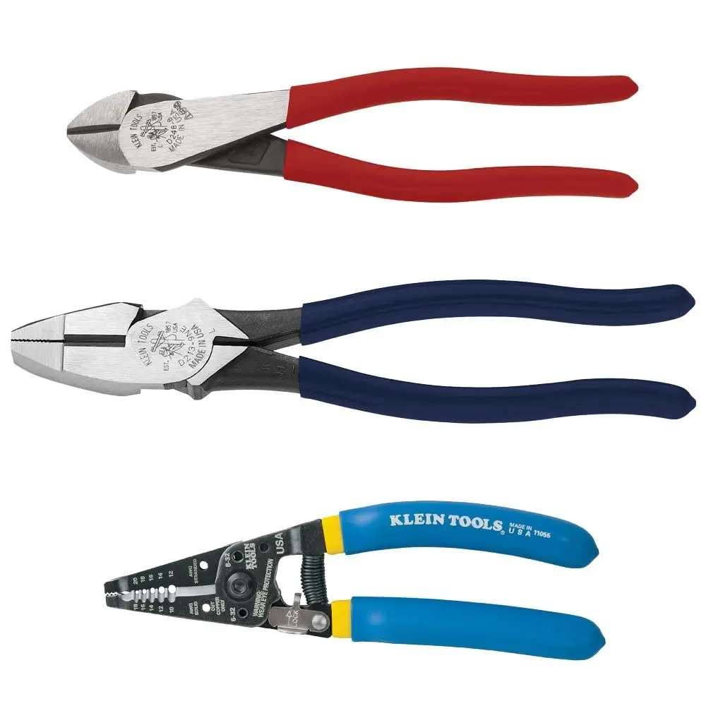 

Stripper Plier Kit with Wire Strippers, Lineman Pliers and Diagonal Cutters, 3-Piece